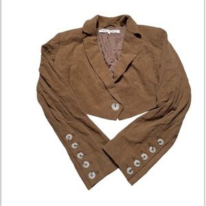 Free People Brown Cropped Linen Jacket